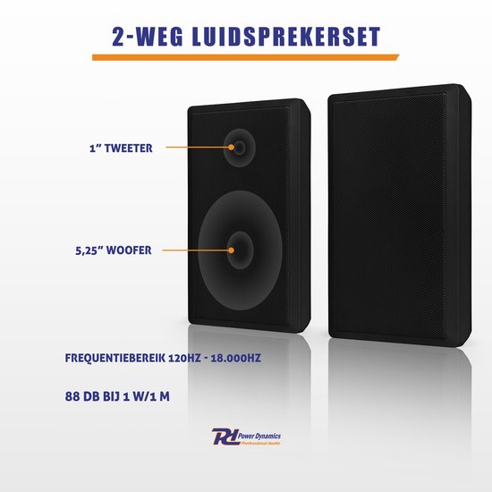 Power Dynamics WSF30B Flatpanel speaker set - Platte Hi-Fi muurspeakers - 100V - 5.25 inch - Zwart van Power Dynamics — afbeelding 4