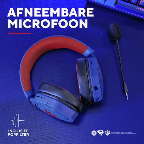 Trust GXT492SM Carus - Casque Gaming - pour PS4/PS5/ Nintendo Switch/ PC - Connexion filaire 3,5 mm - Blauw Superman