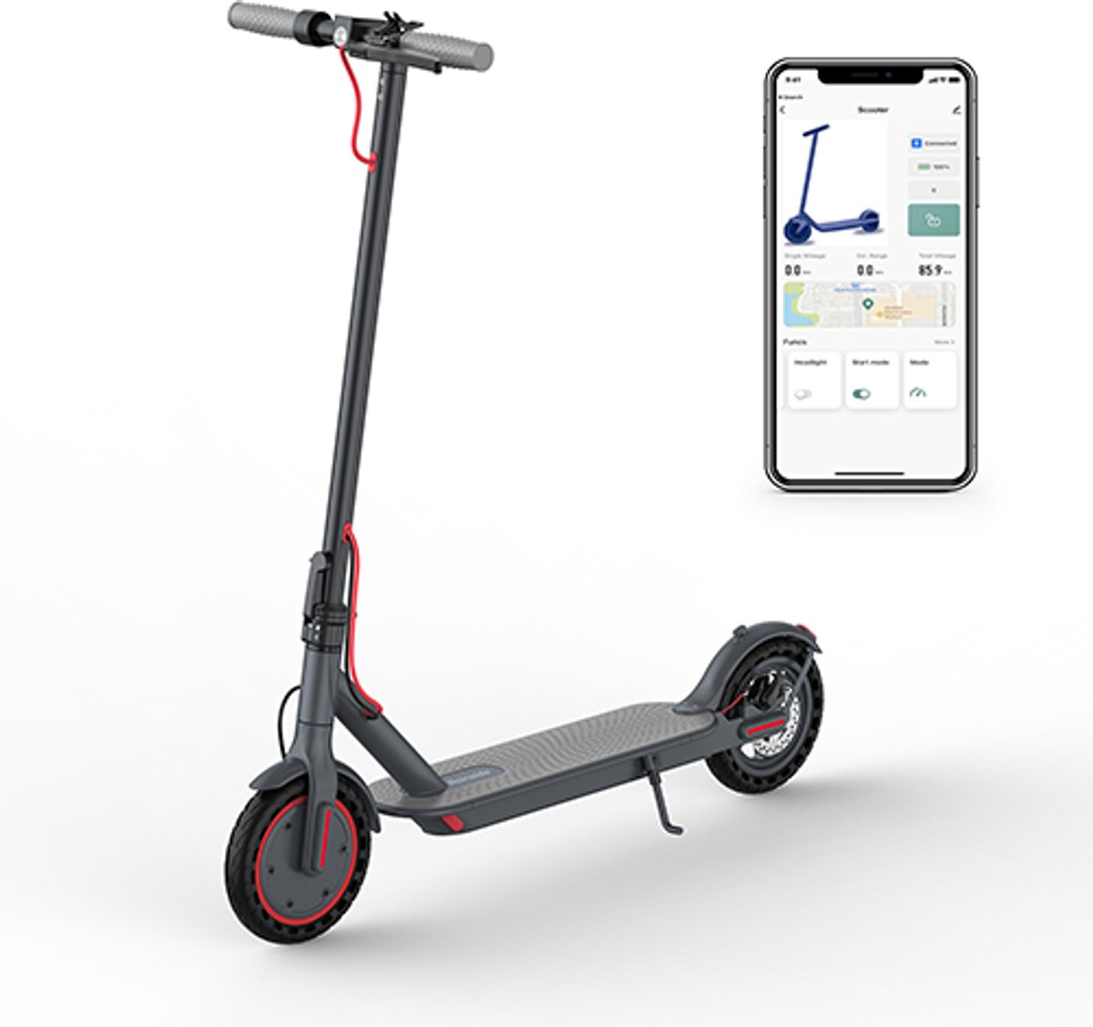 Minicee Elektrische step voor volwassenen, 8,5 inch opvouwbare elektrische scooter, 350W motor, 8,5 inch massieve banden, tot 19 MPH en 18 km lange afstand draagbare opvouwbare woon-werkscooter voor volwassenen