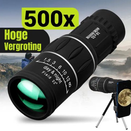 Monoculaire 16x52 Avec Vision Nocturne – Télescope Compact Pour Camping Et Plein Air