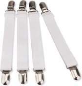 Dekbedclips - Lakenspanners - verstelbaar - Overtrekspanners - Lakenbretels - Lakenklemmen - Stevige klemmen - 4 stuks wit
