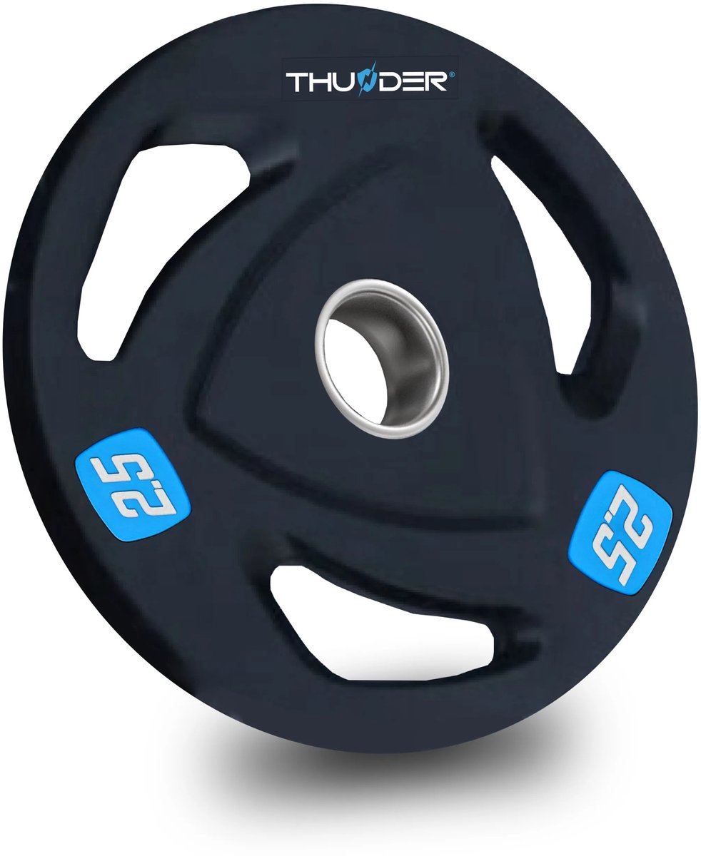 THUNDER® Olympische Gewichtsschijf | OLYMPIC-PLATE-2,5KG | Olympisch massief gietijzer bedekt met antislip rubber | 50mm Boring | Voor Krachttraining & Gym | Antislip & Duurzaam | Per Stuk – Professionele Kwaliteit