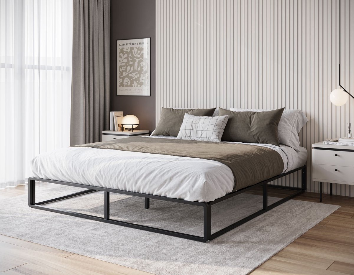 Meubella - Tweepersoonsbed Andrea - Zwart - 180x200 cm