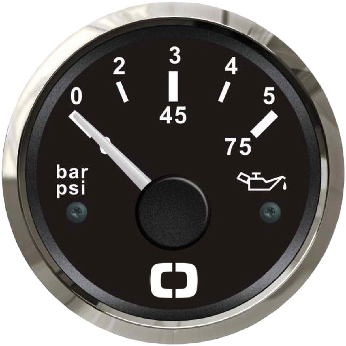 Osculati 12/24V zwarte Oliedrukmeter 0-5bar / 0-75psi Ø51mm gatmaat | 27.321.10
