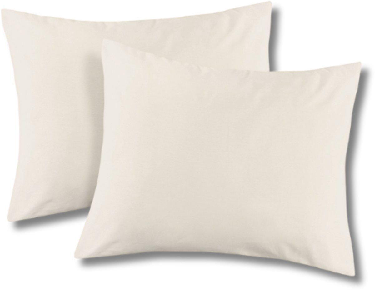 Beau Maison Set van 2 Perkaal Katoenen Kussenslopen Creme - Ademend, Anti Allergisch & OEKO-TEX Gecertificeerd!