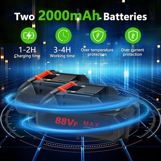 Batterij Einfschere Elektrische tuinschaar, 0-40 mm snijdiameter, progressief digitaal display, met 2 batterij, 21V Tree Scissors, Green van Merkloos	 — afbeelding 3