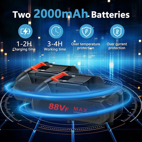 Batterij snoeien elektrische tuinschaar, 0-40 mm snijdiameter, progressief digitaal display, met 2 batterij, 21V boomschaar, blauw van Merkloos	 — afbeelding 3