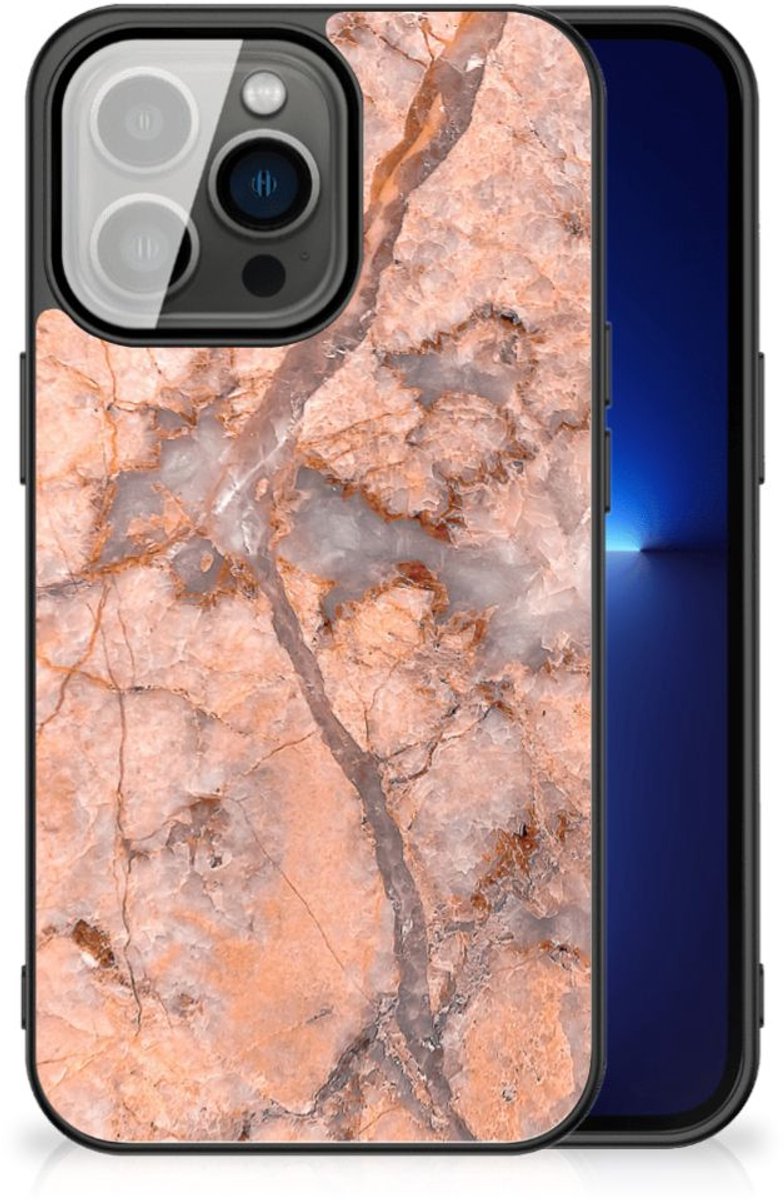 iPhone 13 Pro Marmeren Print Telefoonhoesje Marmer Oranje
