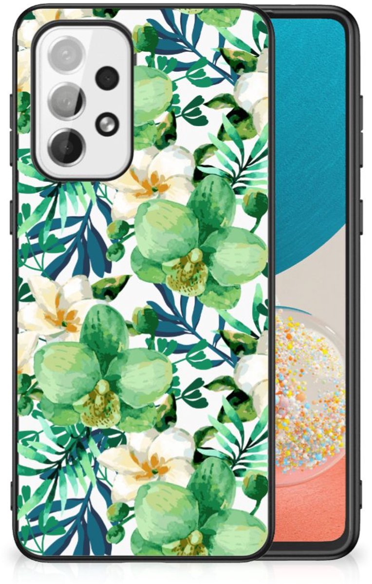 Back Cover voor Samsung Galaxy A73 Bloemen Hoesje Orchidee Groen