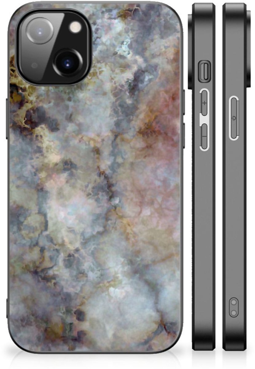 Apple iPhone 13/14 Marmeren Print Telefoonhoesje Marmer Grijs