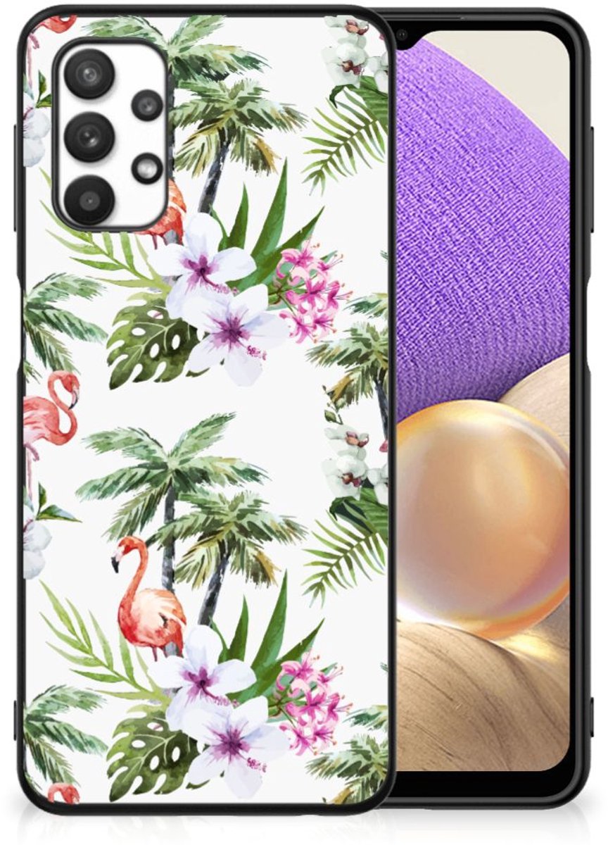 Samsung Galaxy A32 5G Dierenprint Telefoonhoesje Flamingo Palms