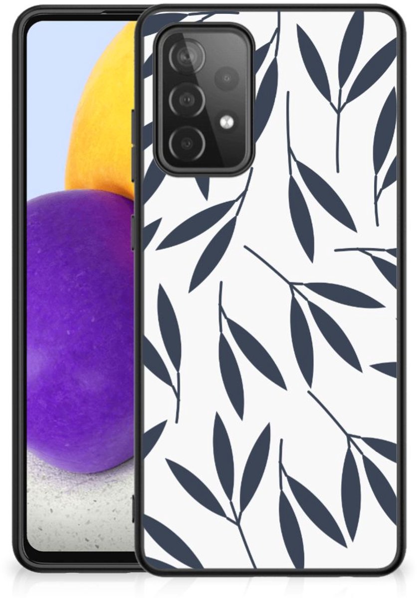 Samsung Galaxy A72 (5G/4G) Bloemen Hoesje Leaves Blue