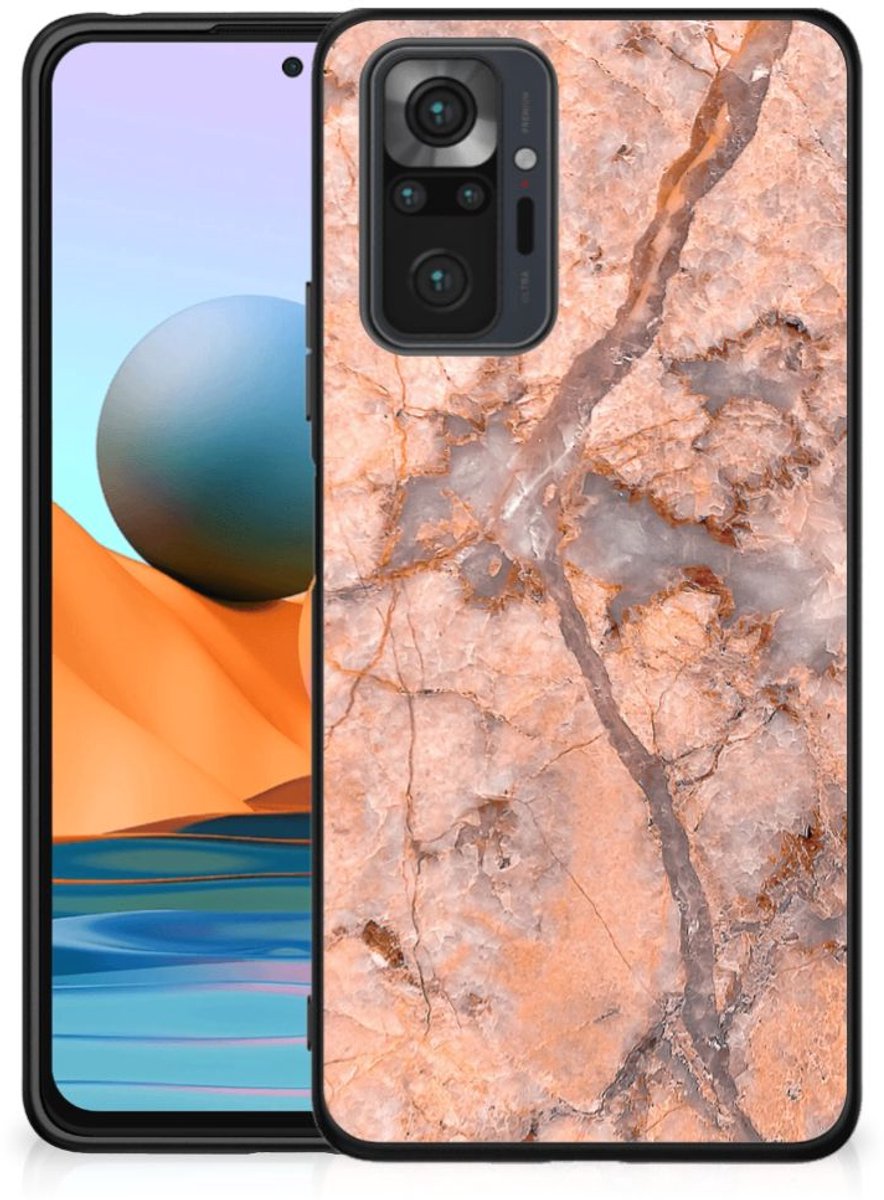 Xiaomi Redmi Note 10 Pro Marmeren Print Telefoonhoesje Marmer Oranje