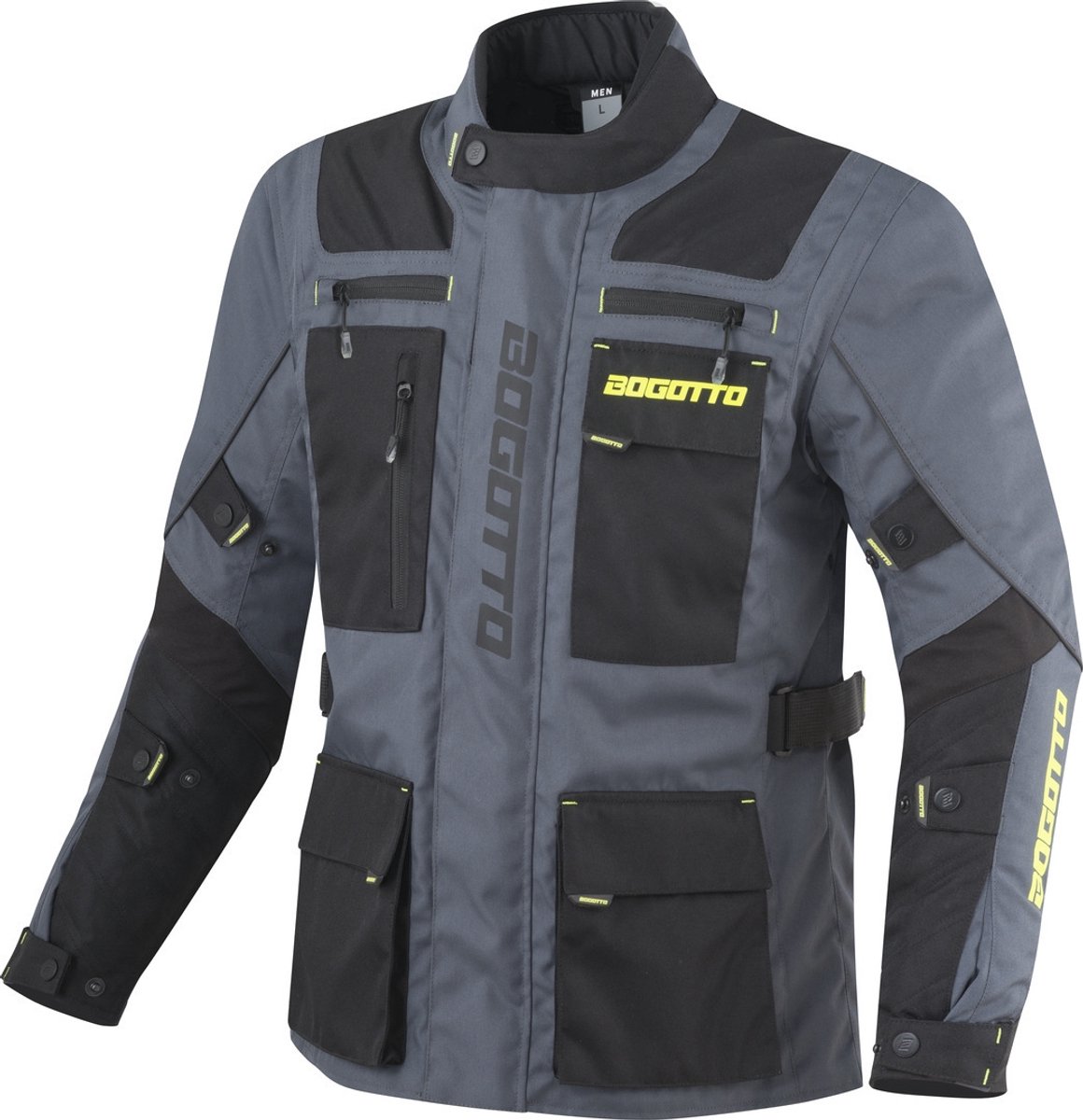 Bogotto Covelo Waterdichte Zwart Grijs Fluo Geel Textiele Motorjas - Jas