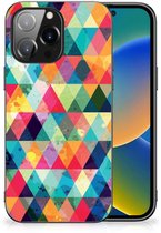 Coque Smartphone Coque arrière iPhone 14 Pro Max Coque en Siliconen TPU avec bord noir à carreaux