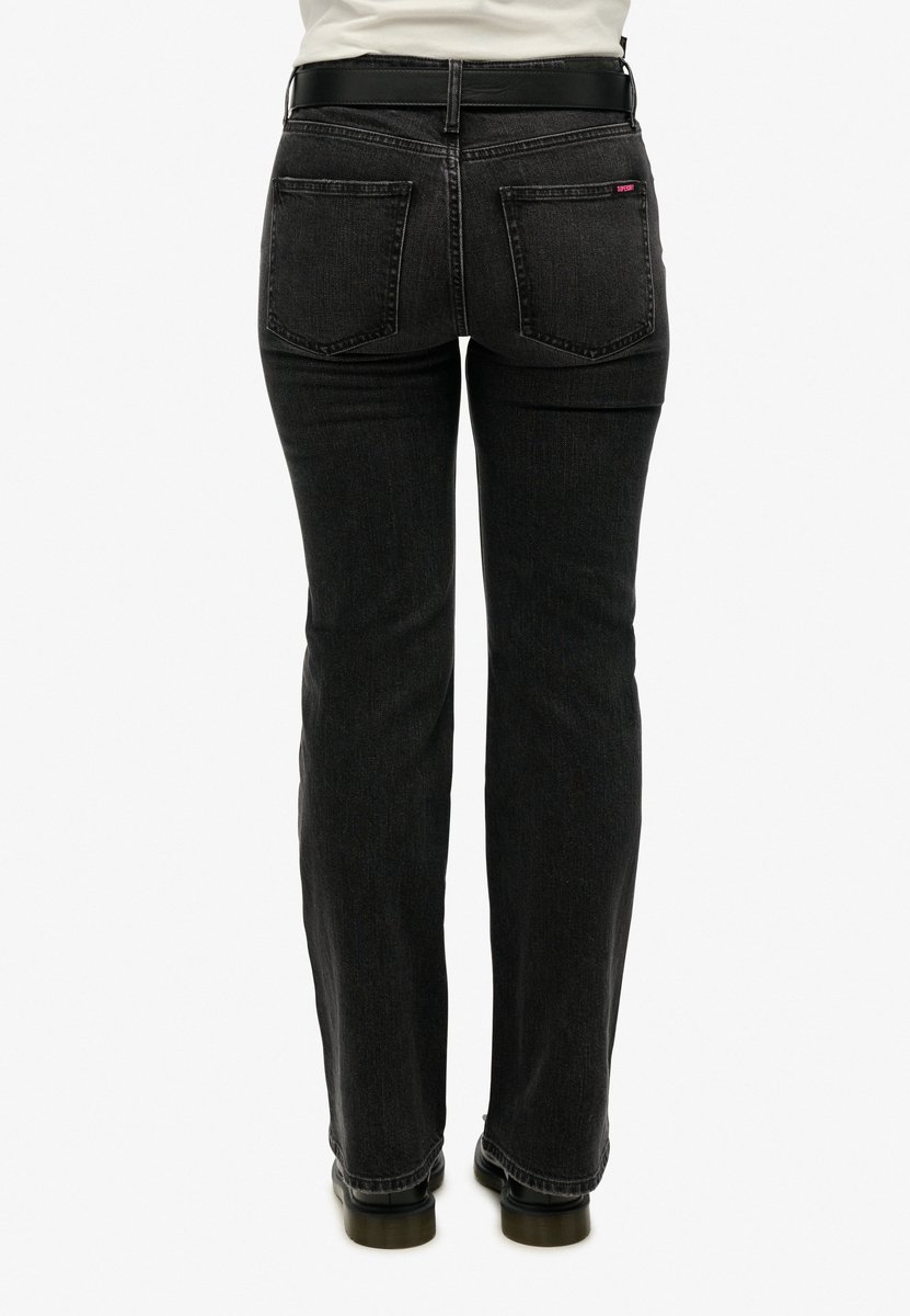 Superdry Slimfit jeans met middelhoge taille en wijduitlopende pijpen Dames Jeans Zwart