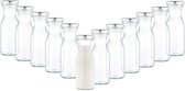 Set van 12 karaffen voor flessen met brede hals 250 ml + To 53 deksel zilver
