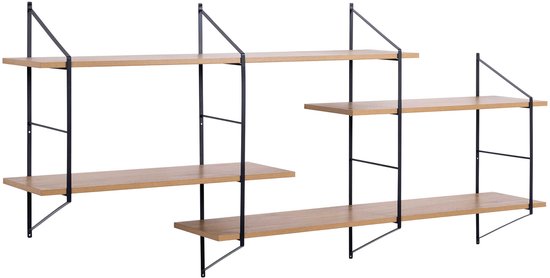 Etagère murale Newton avec 4 tablettes - chêne/noir - Actona - Tablettes murales - Brun - Mélamine|Panneaux de particules - Tablettes murales
