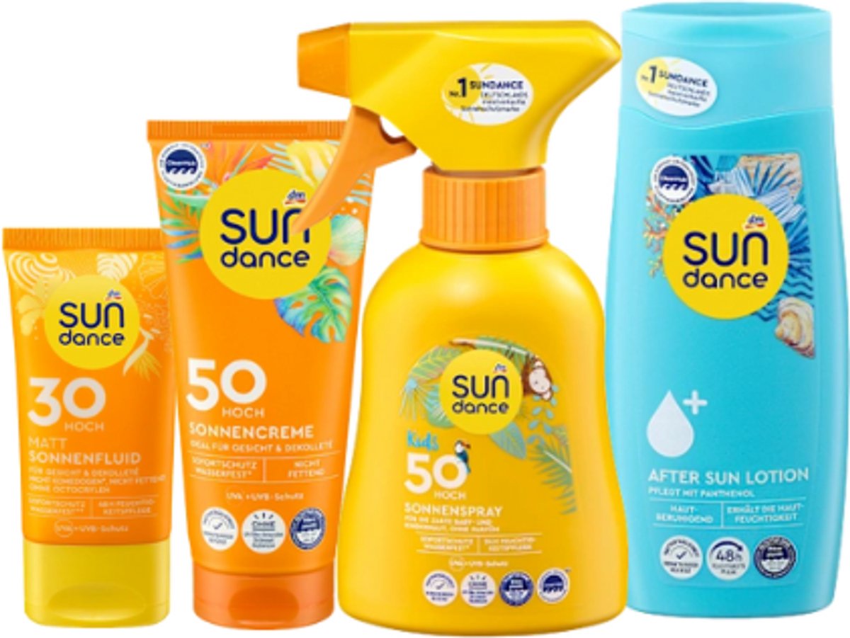 Sundance Zonnebrand Set - Gezicht, lichaam, kids & aftersun | SPF 30 & 50 | Multipack - Voordeelset - Zonnebescherming voor het hele gezin