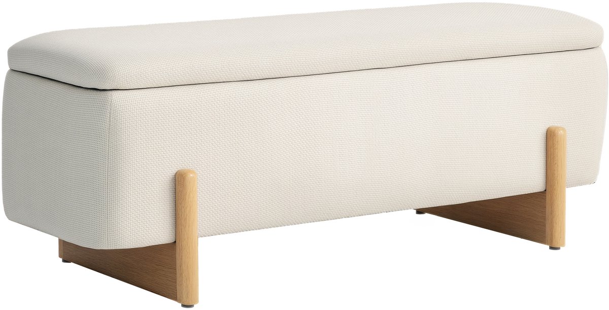 HOMCOM-Sitzbank-Polyester, Schaumstoff-111L x 44B x 44,5H cm-Beige
