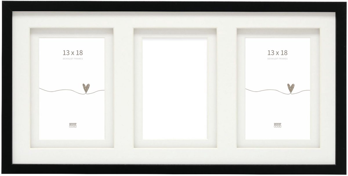 Deknudt Frames multifotolijst - zwart - passe-partout - 3 foto's 13x18