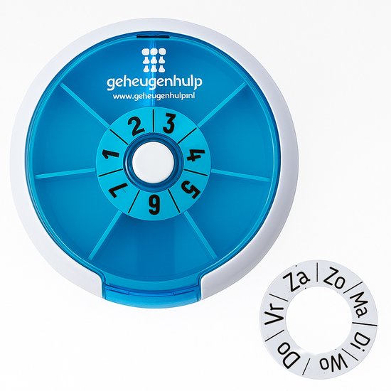 Boîte à médicaments ronde Bleue 10 cm avec bouton poussoir pratique