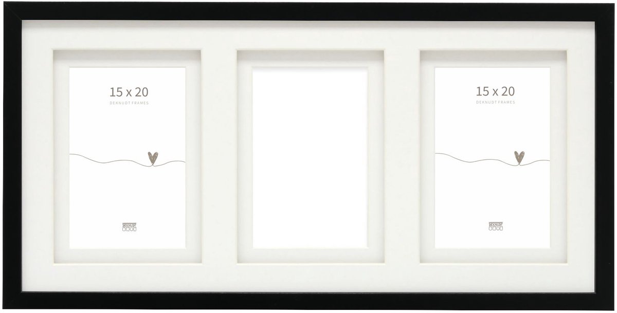 Deknudt Frames multifotolijst - zwart - passe-partout - 3 foto's 15x20