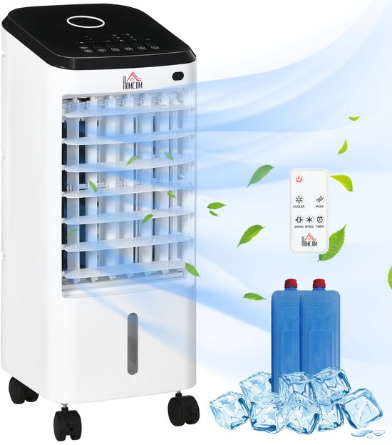 HOMCOM 3-in-1 Airconditioner Mobiele Luchtkoeler Ventilator Bevochtiger 12-16 m² Crèmewit