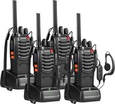 Baofeng Radio bidirectionnelle - Set de 4 talkies-walkies - PMR446 - 5 W - Portée jusqu'à 5 km - Avec écouteurs - Lampe torche LED - Rechargeable - Pour Plein air, le travail et la Sécurité