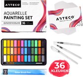 ARTECO® 36 Kleuren Aquarelverf Set – Inclusief 3 Water Brush Pennen en Aquarelpapier - Waterverf - Cadeau