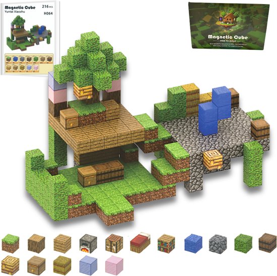 Magnetisch speelgoed – magnetisch bouwspeelgoed 216 stuks – magnetische bouwstenen - magnetische blokken – montessori speelgoed – magneten speelgoed - Boomhut