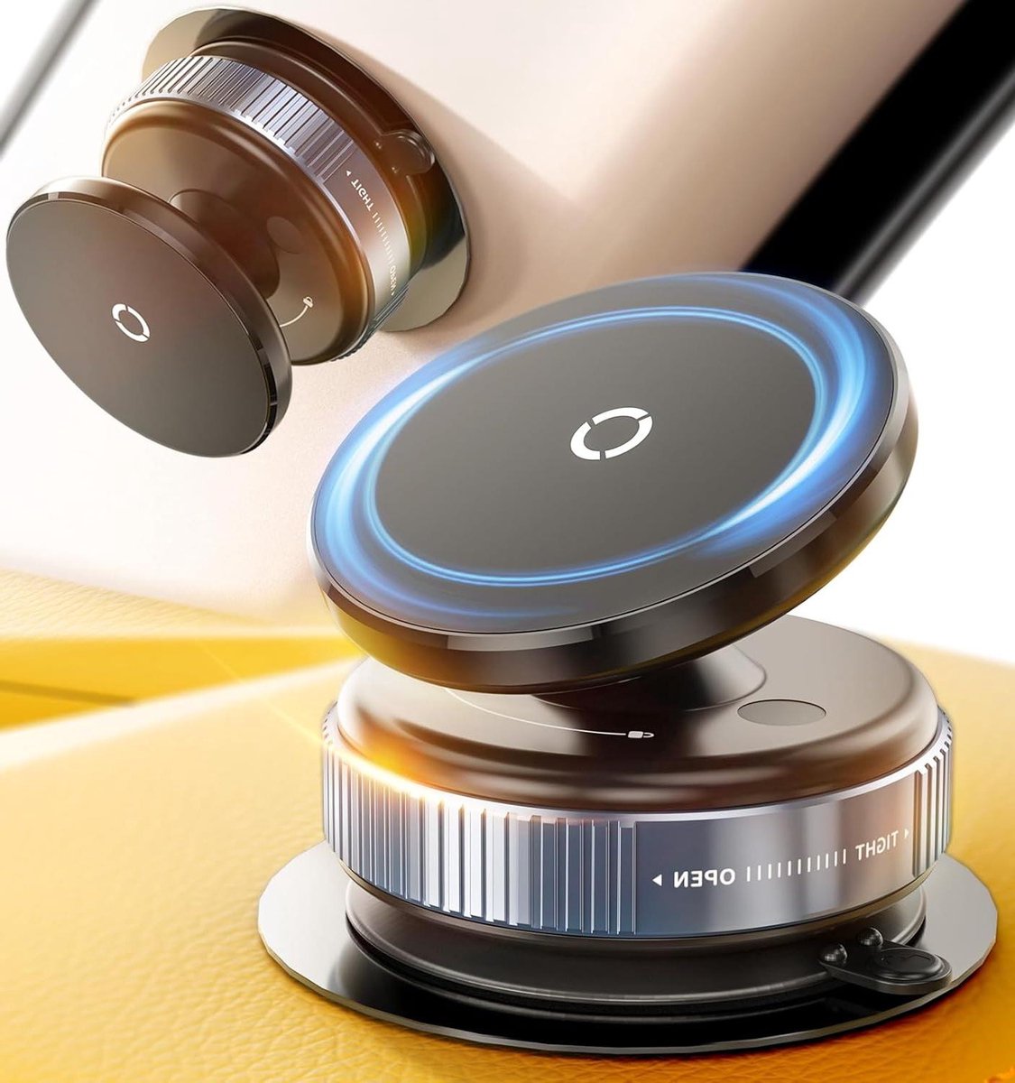 Allecto Premium - Magnetische Auto Telefoonhouder met Sterke Aansuiging en Draaibare Beugel - Ideaal voor Gym, Spiegel en iPhone 16/15 Pro