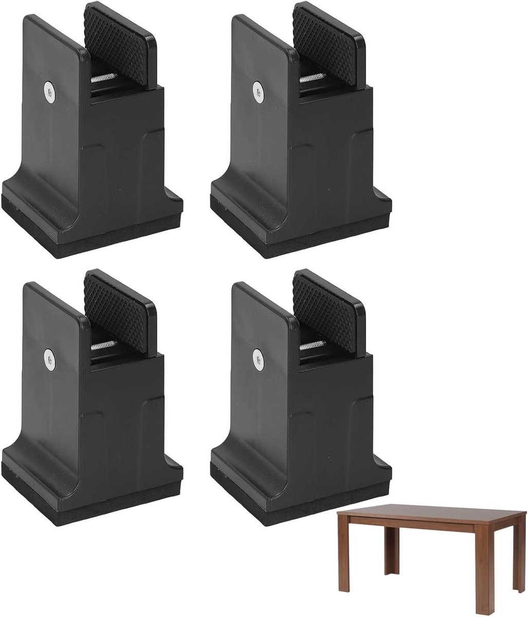 Allecto Premium - Meubelverhogers Wit - Verstelbaar - Pijp Bedhoogte - Standpijp met Schroefclip - Rubberen Bedbank Standpijp - Tafel Bedbank Geschikt - Zwart - Duurzaam ontwerp