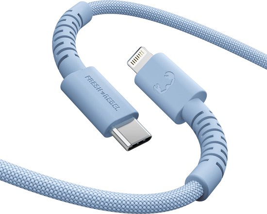 USB-C naar Lightning kabel 2m, ultraflexibel siliconen, knoopvrij, 30W snel opladen, duurzaam gevlochten nylon