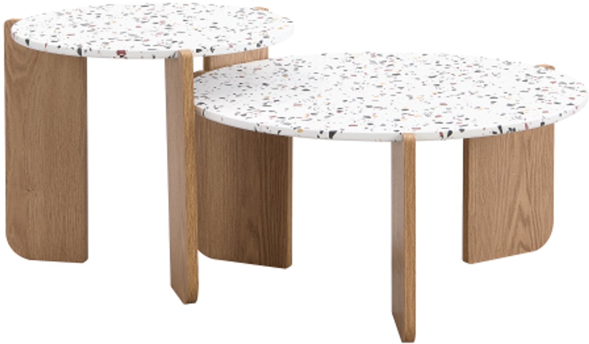 Moderne modulaire salontafel, bijzettafel, salontafelset voor woonkamer, bank bijzettafel en balkon, set van 2