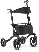 Mooiys Luxe Rollator - opvouwbaar - zitfunctie - voor binnen en buiten - Rugleuning en wandelstok houder - Zwart