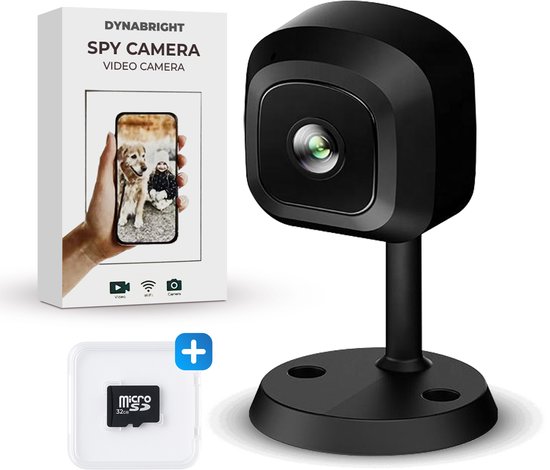 Caméra Spy cachée DynaBright avec Wi-Fi - Carte mémoire 32 GB incluse - Surveillance par caméra - Full HD 1080p - Détecteur de mouvement - Dispositif d'écoute - Vision nocturne - Rechargeable - Surveillance 24h/24 - Avec application et son