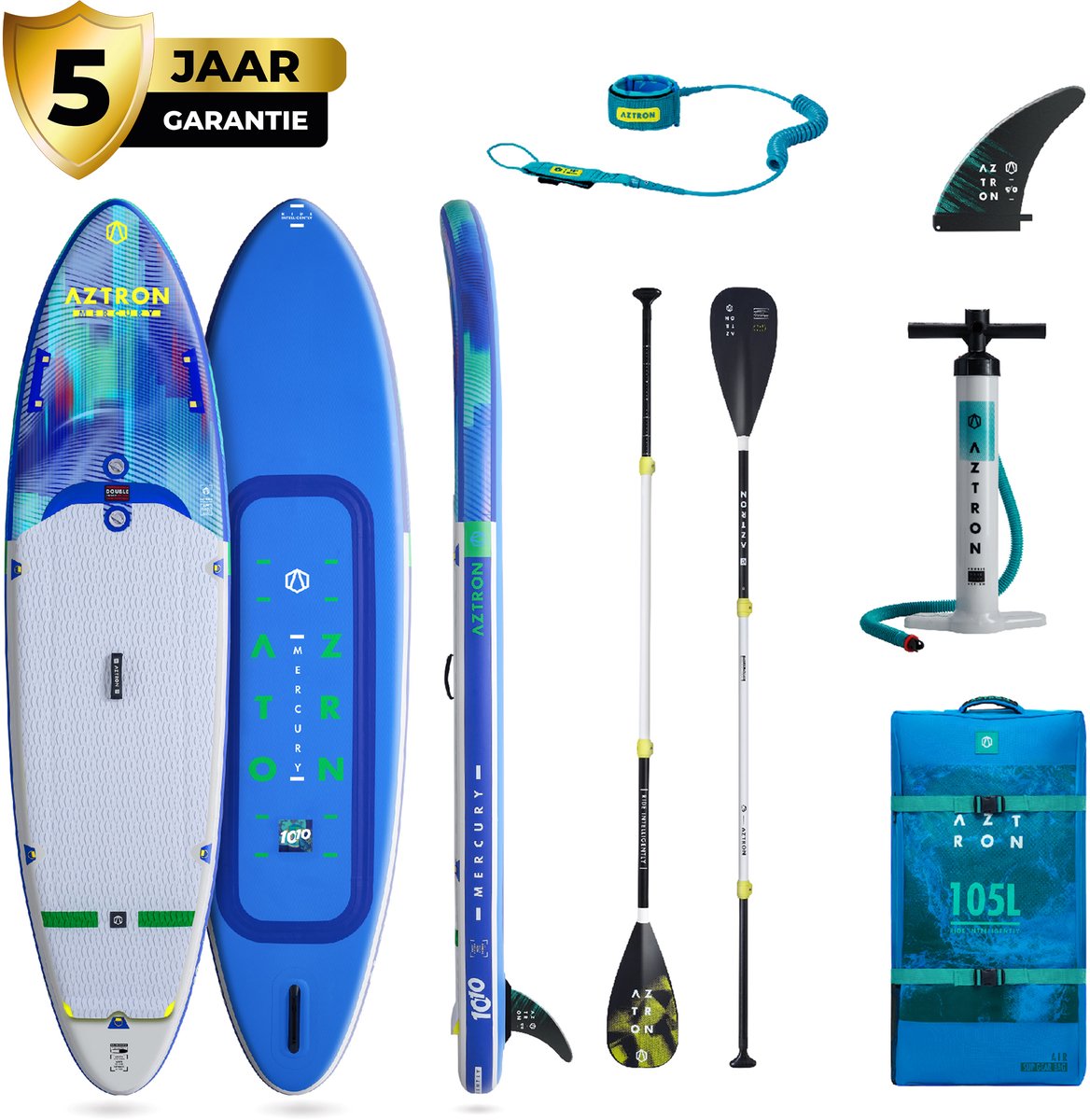 Aztron Premium Pro Mercury 10'10 Opblaasbare SUP Pakket - Allround - 330x81x15 cm - 306L - Turquoise