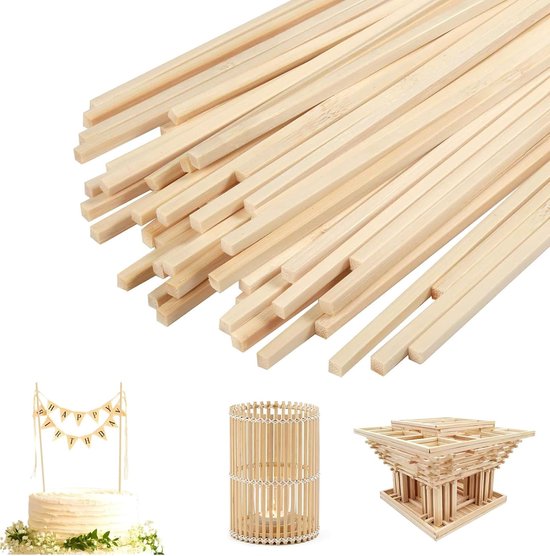 120 Pcs Wooden Sticks For Craft, 30c*3 Square Wooden Dowels Rods - View #6