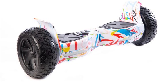 Altrado - Hoverboard – White multicolour 8.5 inch Off-Road - 15 km/h - 10km bereik - Bluetooth speaker - Oxboard - Hoverboards