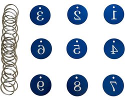 Aluminium Number Tags 35MM Ronde ID Tags met Key Ring - Blauwe Nummertags voor Restaurant en Hotel - Set van 50 stuks