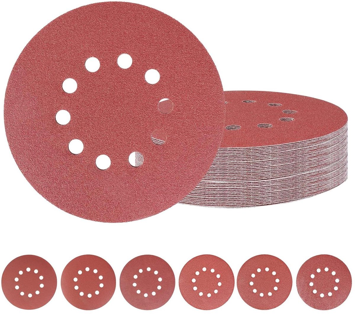 Allecto Premium - Schuurpapier 225mm Velcro 40/60/80/100/120/180 Grit - 10 Gat - Schuurschijven 225mm Klittenband - Gipsplaten & Orbitale Schuurmachine - 30 Stuks