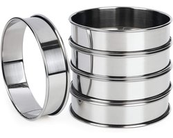 Bakring - Muffinring van roestvrij staal - Bakring voor taart - Dubbele laag antiaanbaklaag ronde cakering - Metalen bakvorm - 10 cm * 2,5 cm - 5 stuks - Zilver