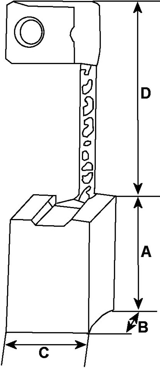 Koolborstels gelijkstroom dynamo Lucas - 11A en 22A - 2 stuks - 1903083M91