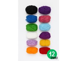 Breiwol Set – 12 Kleuren Garen – Polyester – 120g Totaal – Haak- en Breigaren voor DIY Projecten – Garen - Brei wol - Hobby & Handwerk - Naaien Accesoires - Borduren - Naaimachine - Naaibenodigheden
