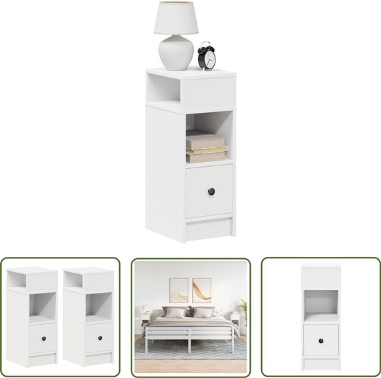 Nachtkastjes 2 st met lade 25x31x66 cm artisanaal eikenkleurig kopen