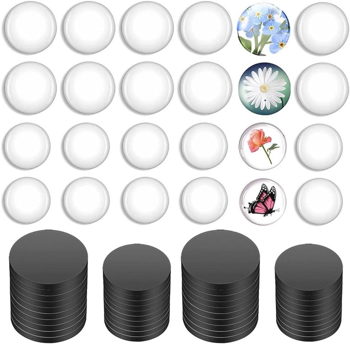 48 Stuks DIY Fotomagneten - Transparante Ronde Glasmagneten voor Koelkast en Muurdecoratie