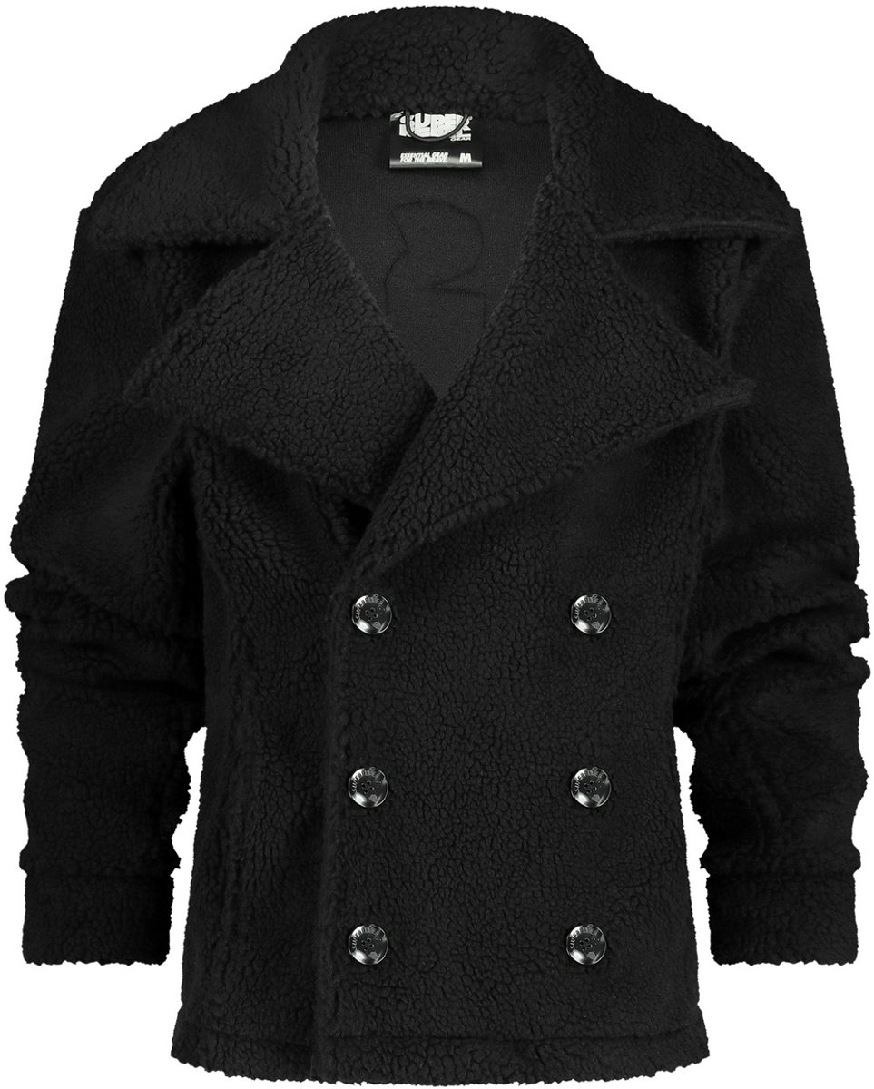 SuperRebel JOE_ – Warme jas heren – Zwart – Teddy trenchcoat – Lang model – Winterjas