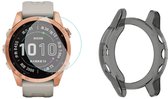 Étui Strap-it en TPU (transparent - Zwart) + protection d'écran - Compatible avec Garmin Fenix ​​​​7S - Étui de protection - Protection d'écran - Protection durable et résistante aux chocs - Pack