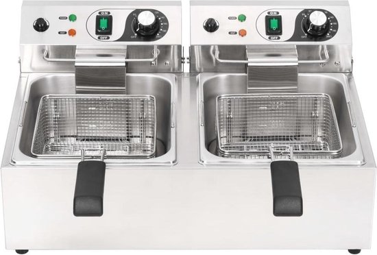 VidaXL Elektrische friteuse dubbel